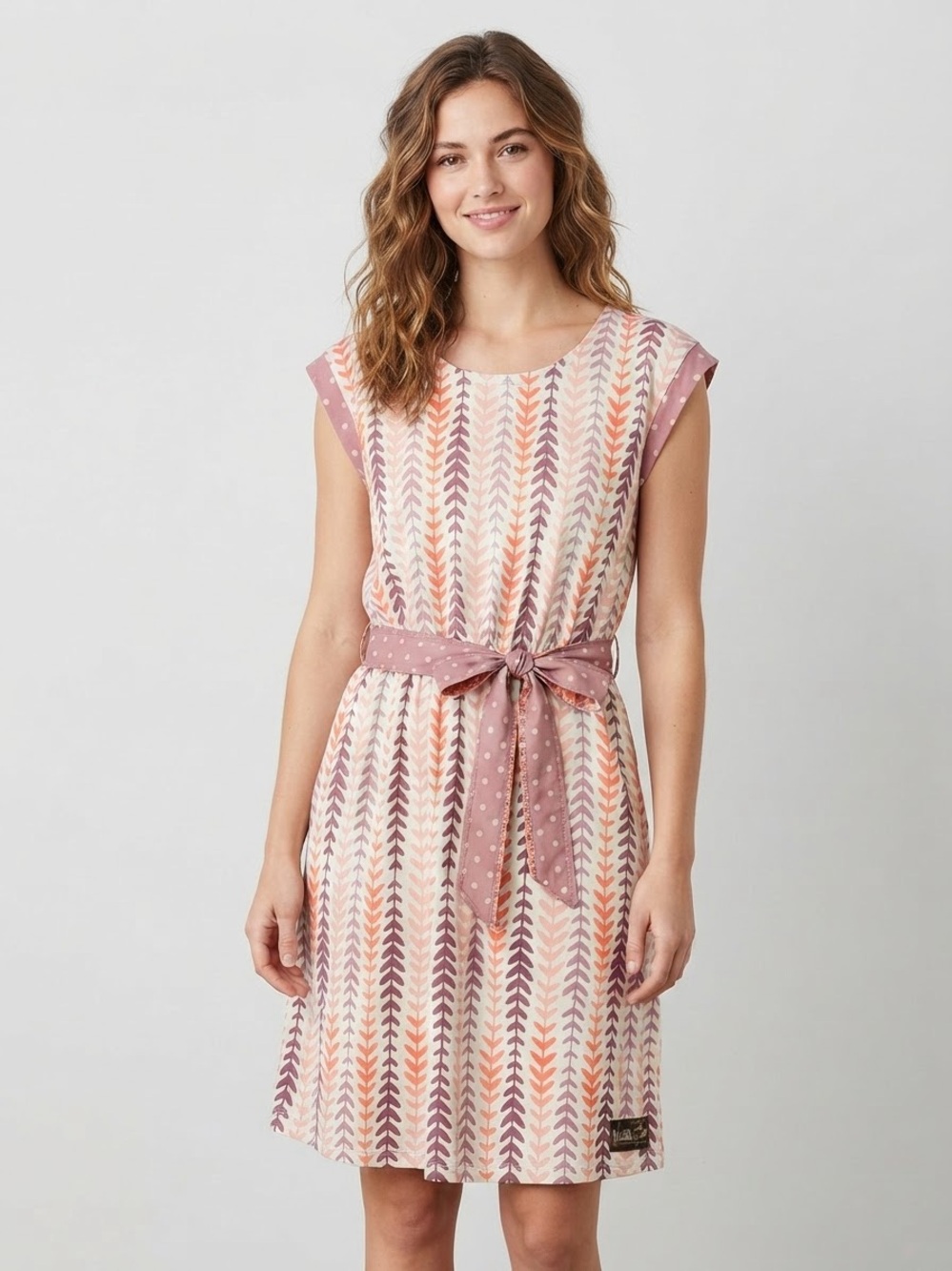 Matilda Jane NWT Boho Geometric Leaf Print Dress with Reversible Sash Sz Small